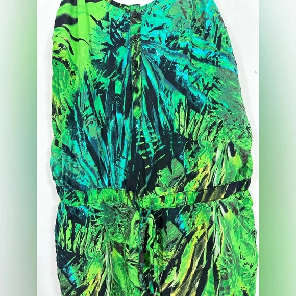 A.N.A. Jungle Amazon Green Romper Half Button Sz M Side Pockets - Picture 2 of 6